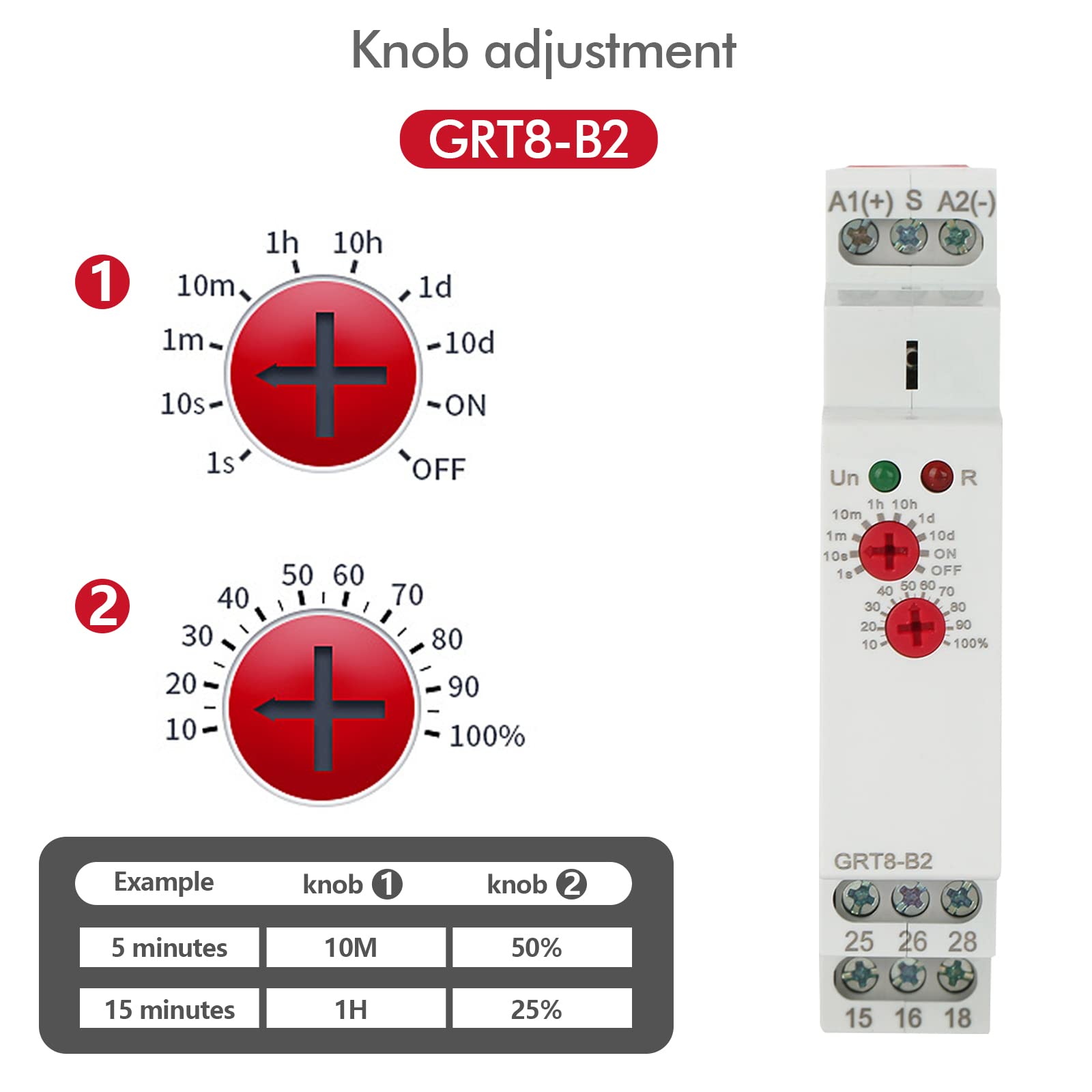 GRT8-M2 Multifunction Time Delay Relay - 10 Timer Modes, AC 220V, DIN Rail Mount - View #7