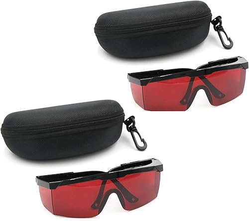 Juego de 2 gafas de seguridad láser de 190 nm a 540 nm con caja de terciopelo (2 unidades, rojo) 2 Piezas Rojo,Negro -,Azul,Verde