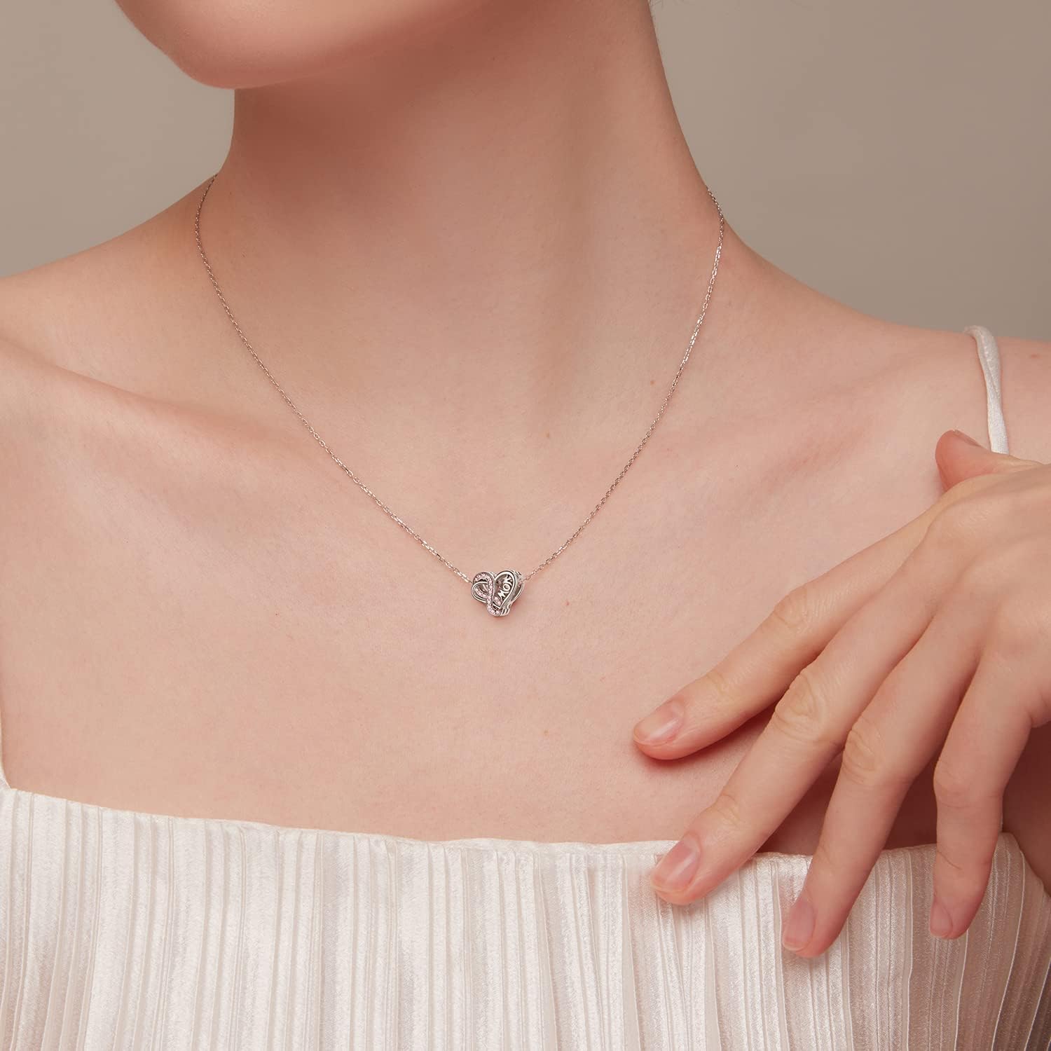 VOROCO 925 Sterling Silver mom Charm for Bracelets Necklaces pendant Charms,Infinity Love Heart Charms for Mother Birthday Christmas day Jewelry Gifts - Image 3