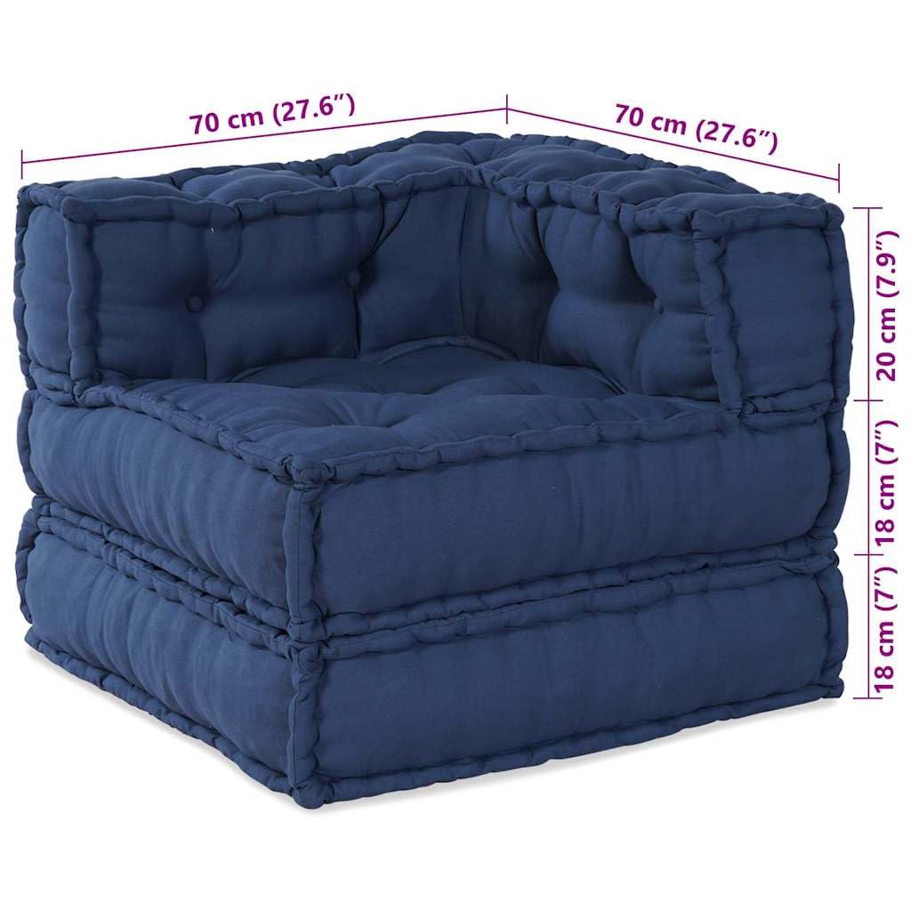 Modułowy 3-częściowy zestaw mebli z materiału indygo z oddychającym pokrowcem, 210 x 70 x 56 cm, wyściełany pianką, elastyczny, do użytku wewnątrz i na zewnątrz, do ogrodu, na balkon i taras