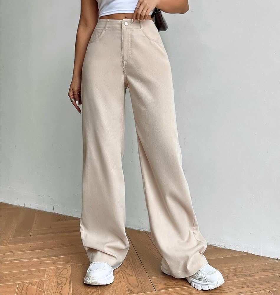 【THEAIRTOWN】Diagonal Zipper Big Pocket Wide Pants ★ EsEiCo Womens High Waist Wide Leg Pants Zipper Button Loose