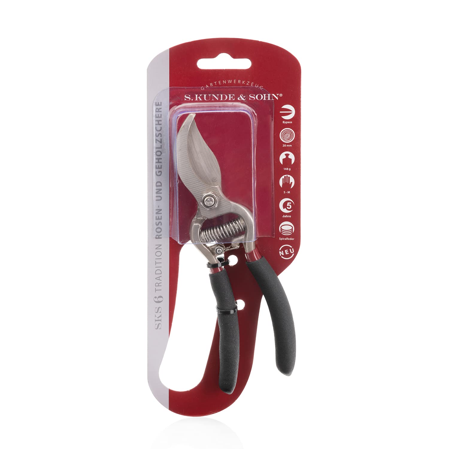 S. Kunde & Sohn Germany – SKS 6 Tradition Gartenschere Schwarz + SKS T1 Trageetui + Ersatzklinge GRATIS