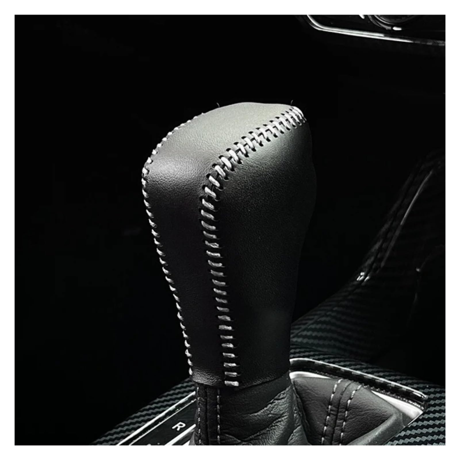 tusgt Gear Shifter Knob Head for ZRV 2023 Leather Gear Shifter Protector Head Cover(Black White line)