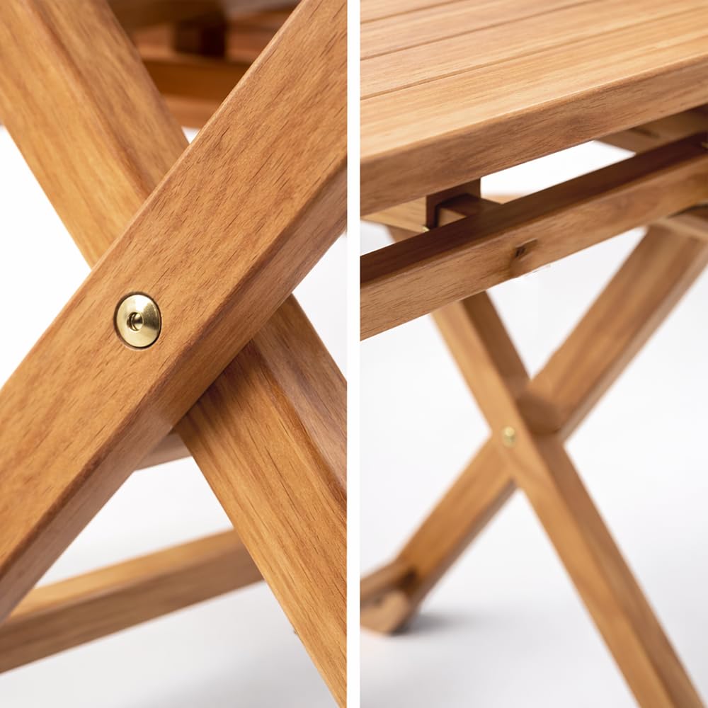 Tavolo Pieghevole da Giardino in Legno Teak BANCHETTO | Tavolo Salvaspazio Richiudibile per Esterno e Interno | Tavolo da Pranzo Outdoor | 120 x 70 x 75 cm