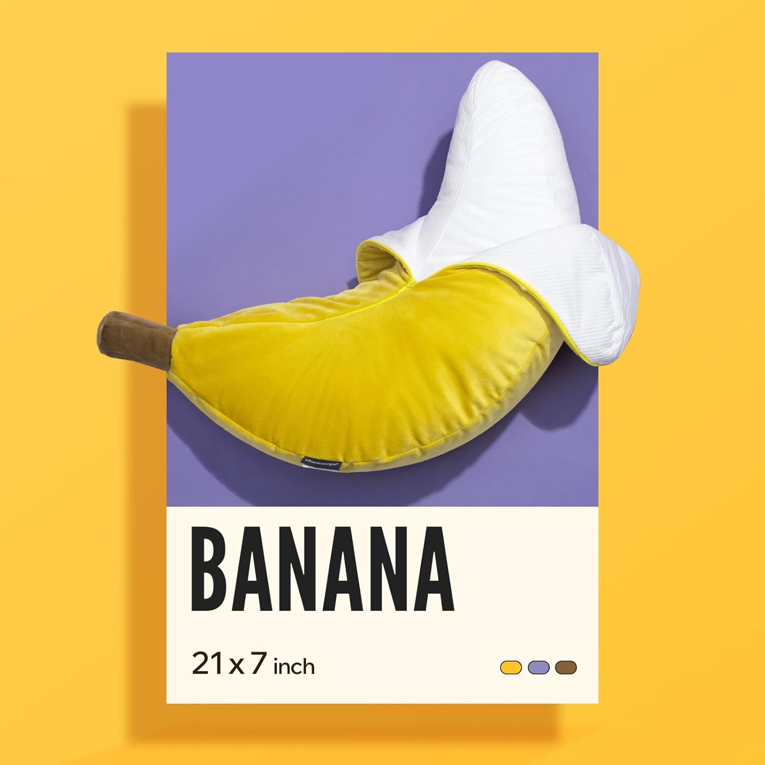 Phantoscope Fruit Shaped Pillows Series Banana Shaped Throw Pillow, Fun Home Decor of Fruit Themed Shaped Cushions, Fall Decorative Shaped Pillow for Couch Bed and Chair, Yellow, 21 x7 inches