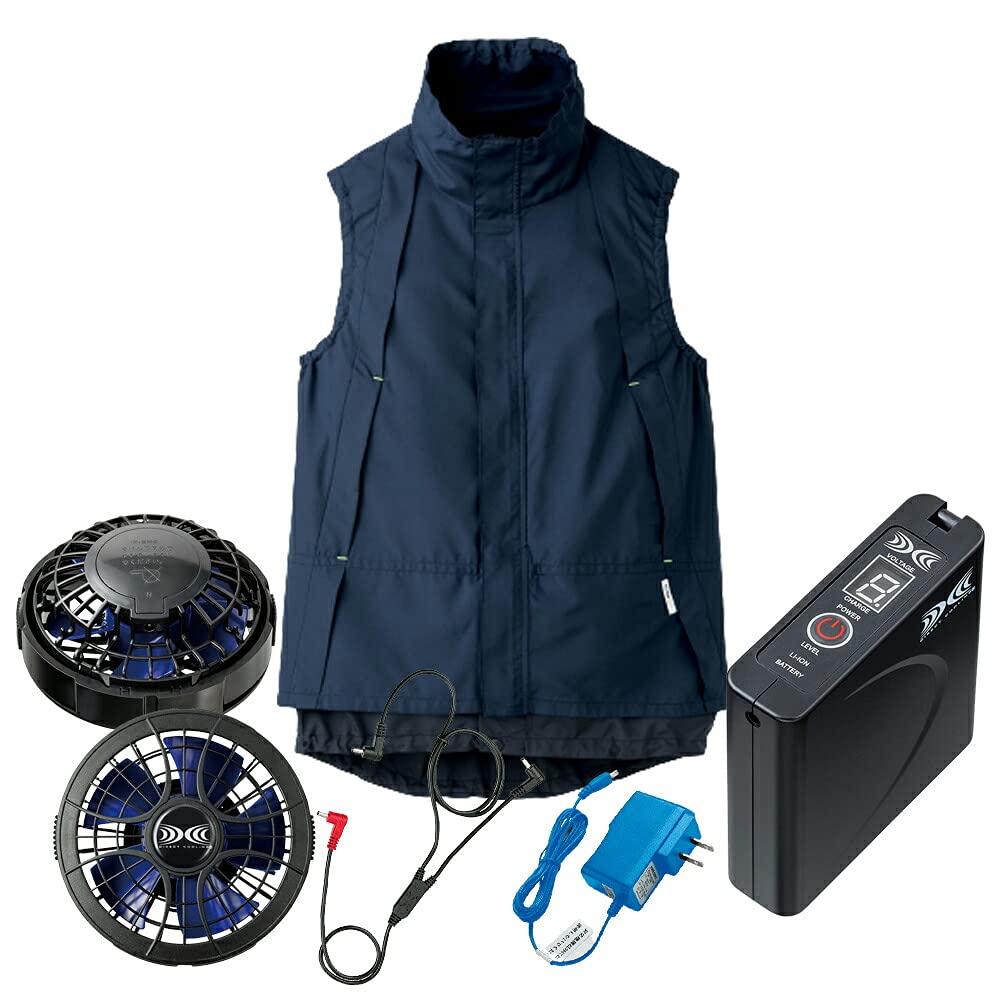 TioTio ファン付き空調服 ネイビー (バッテリーフルセット) Amazon.co.jp: セロリー TioTioプレミアム SKITTO WSP 空調