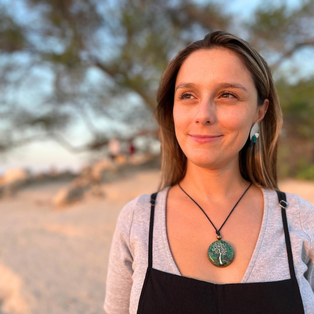Orgone Necklace, Tree of Life, Protection- Healing Crystals, Stone Physical, Mental and Spiritual -Quartz, Malachite, Tiger's Eye - Orgonite SBB Coil – Yoga- Reiki- Handmade- Arte Orgones - Image 4
