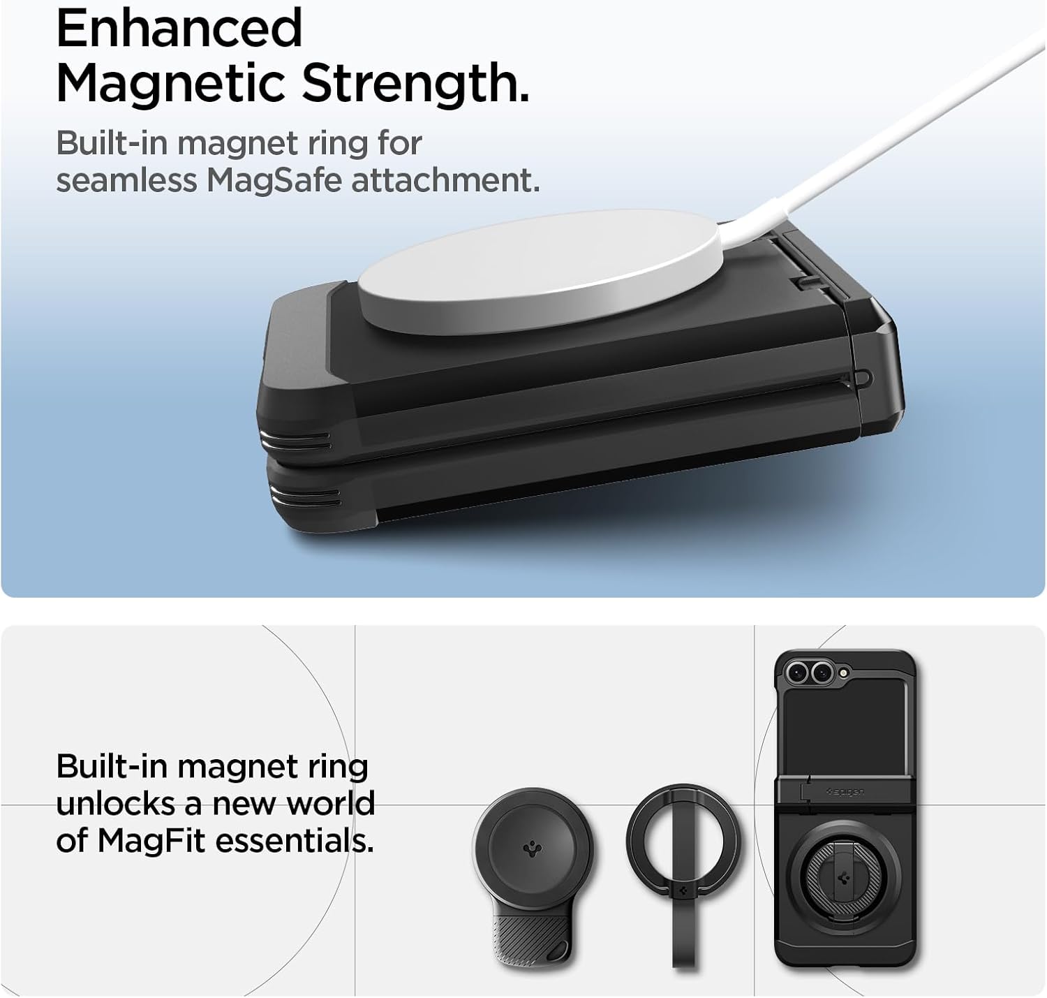 Spigen Tough Armor Pro MagFit for Galaxy Z Flip 7 FE Case and Z Flip 6 Case [Not Compatible with Flip 7] [Built-in Magnet] - Black