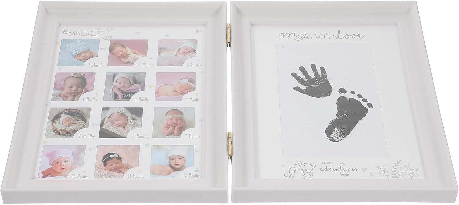 VOSAREA Handprint Footprint Frame for Newborns Picture Frame Double-sided Display for Girl for Showcasing Growth and Memories Nursery