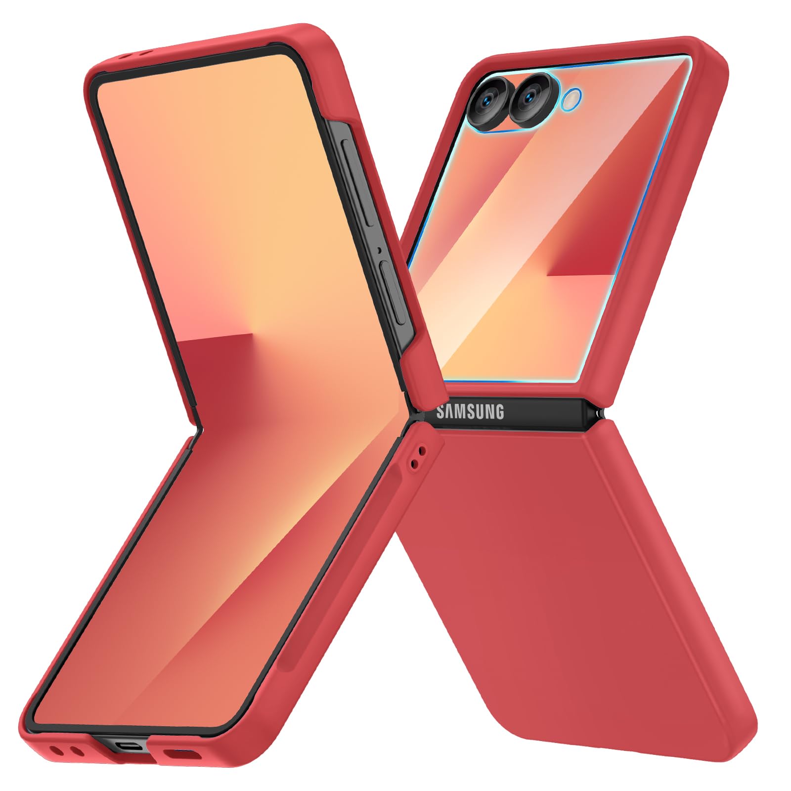 Ruky for Samsung Z Flip 7 Slim Case, Red | Hard PC Anti-Scratches Shockproof Girls Women Protective Phone Covers for Samsung Galaxy Z Flip 7, Red
