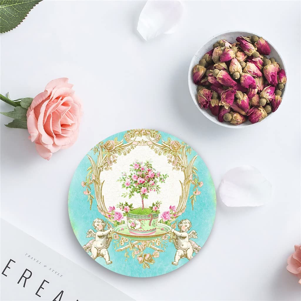 Französische Barock-Tischsets für Tisch, Küche, Couchtisch, Dekorationszubehör, Keramik-Untersetzer (Farbe: A, Größe: 4 Stück) HGCHH