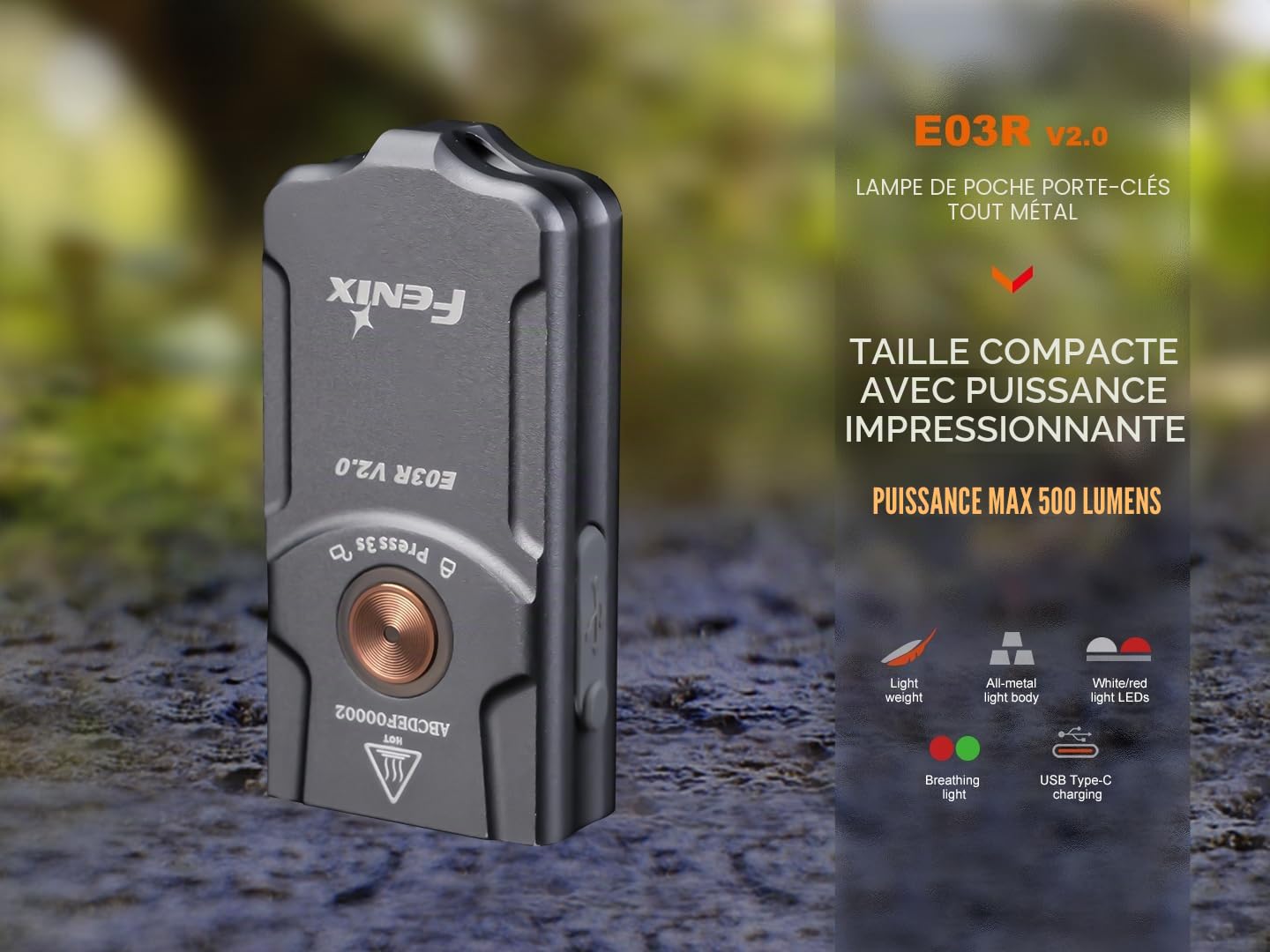 Fenix PD36R Pro Lampe torche tactique rechargeable + E03R V2.0 Édition canadienne
