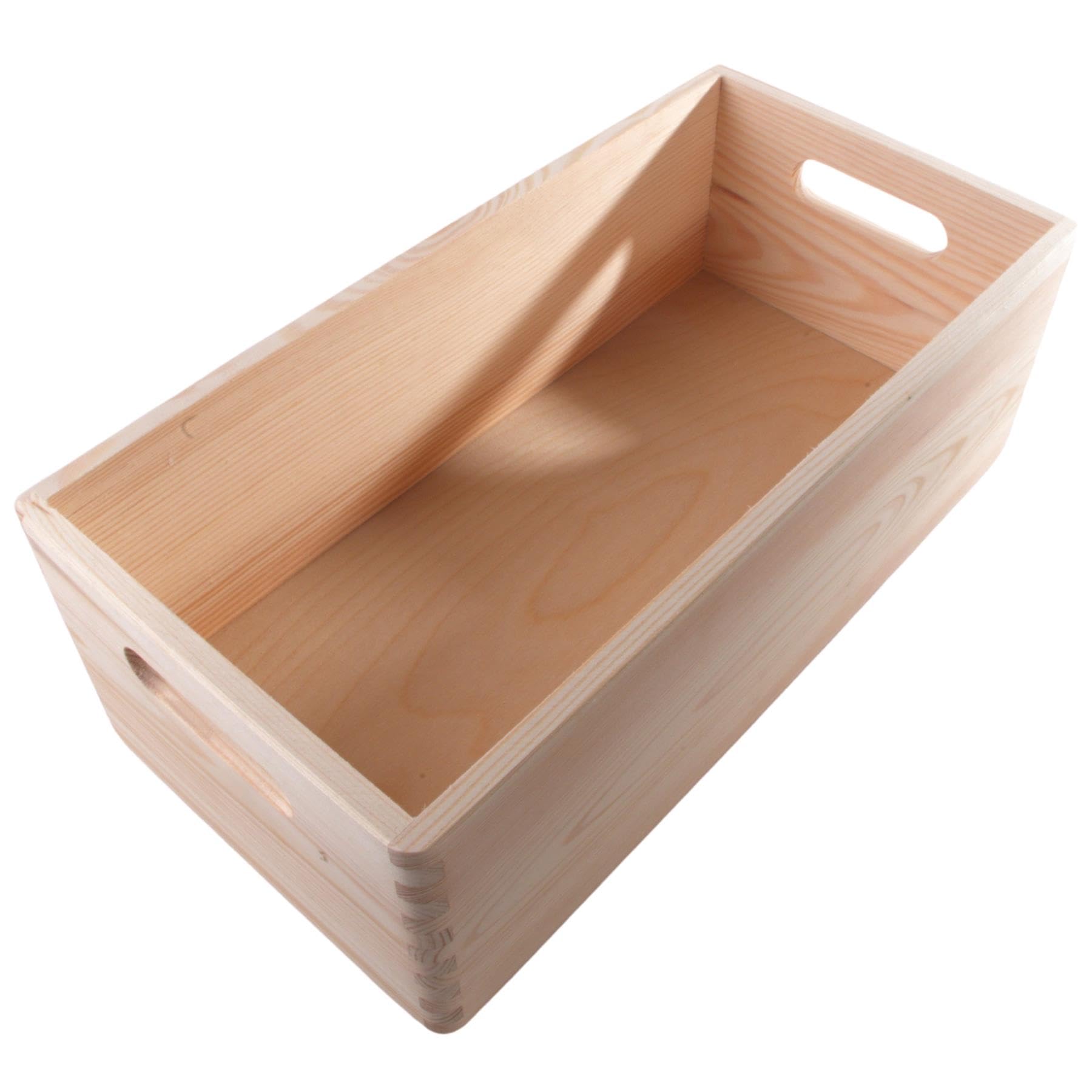 Wooden Stacking Oblong Crate Box |40x20x14cm | Plain Open Container Bin Basket