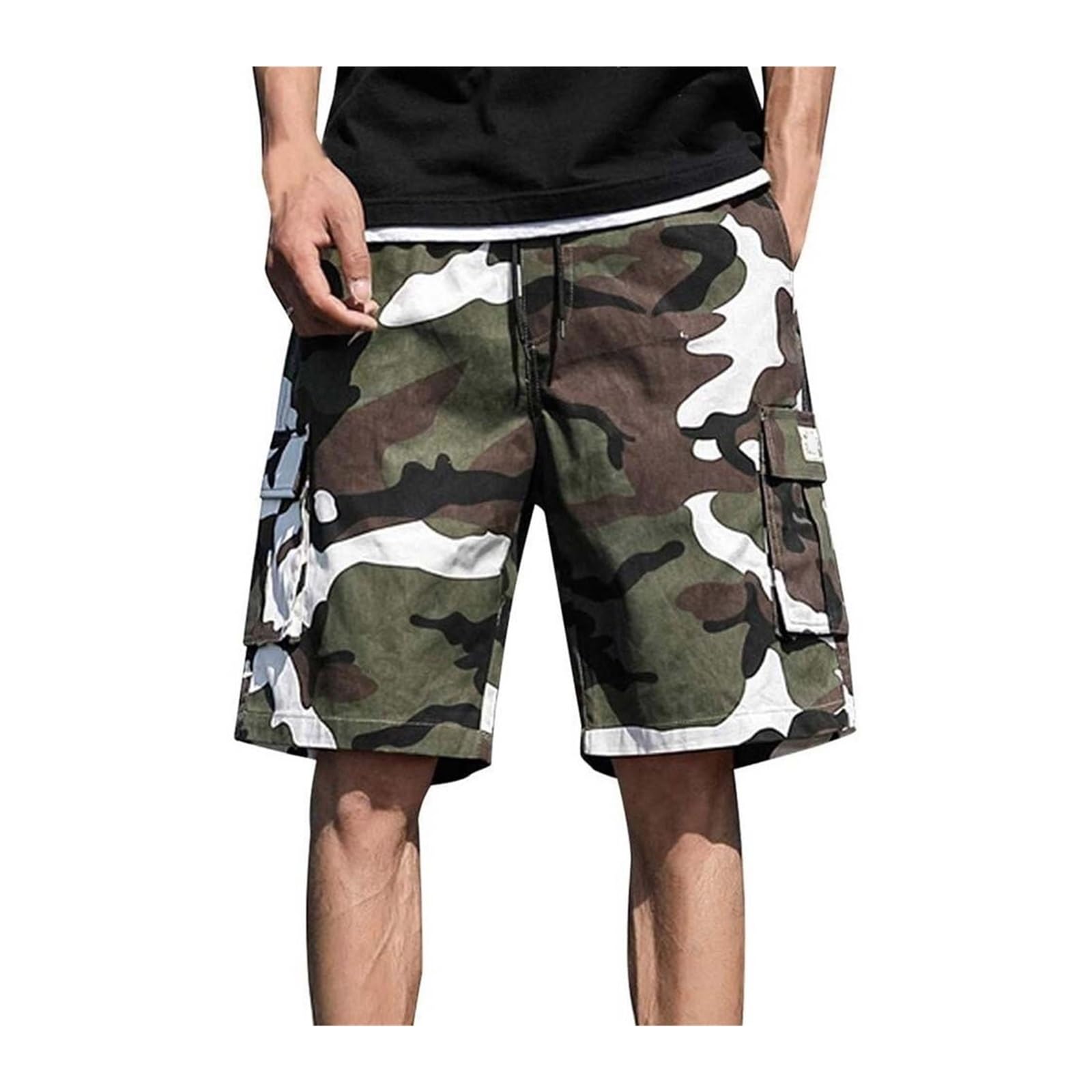 Pantalon court cargo en grandes tailles M-8XL adapté aux morphologies fortes