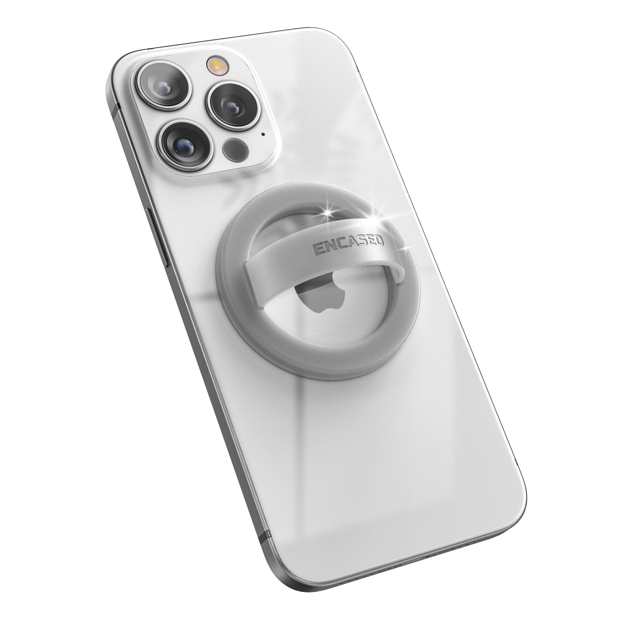 Encased Magnetyczny uchwyt na telefon (kompatybilny z MagSafe), cienki silikonowy pierścień na palec do iPhone'a (biały)