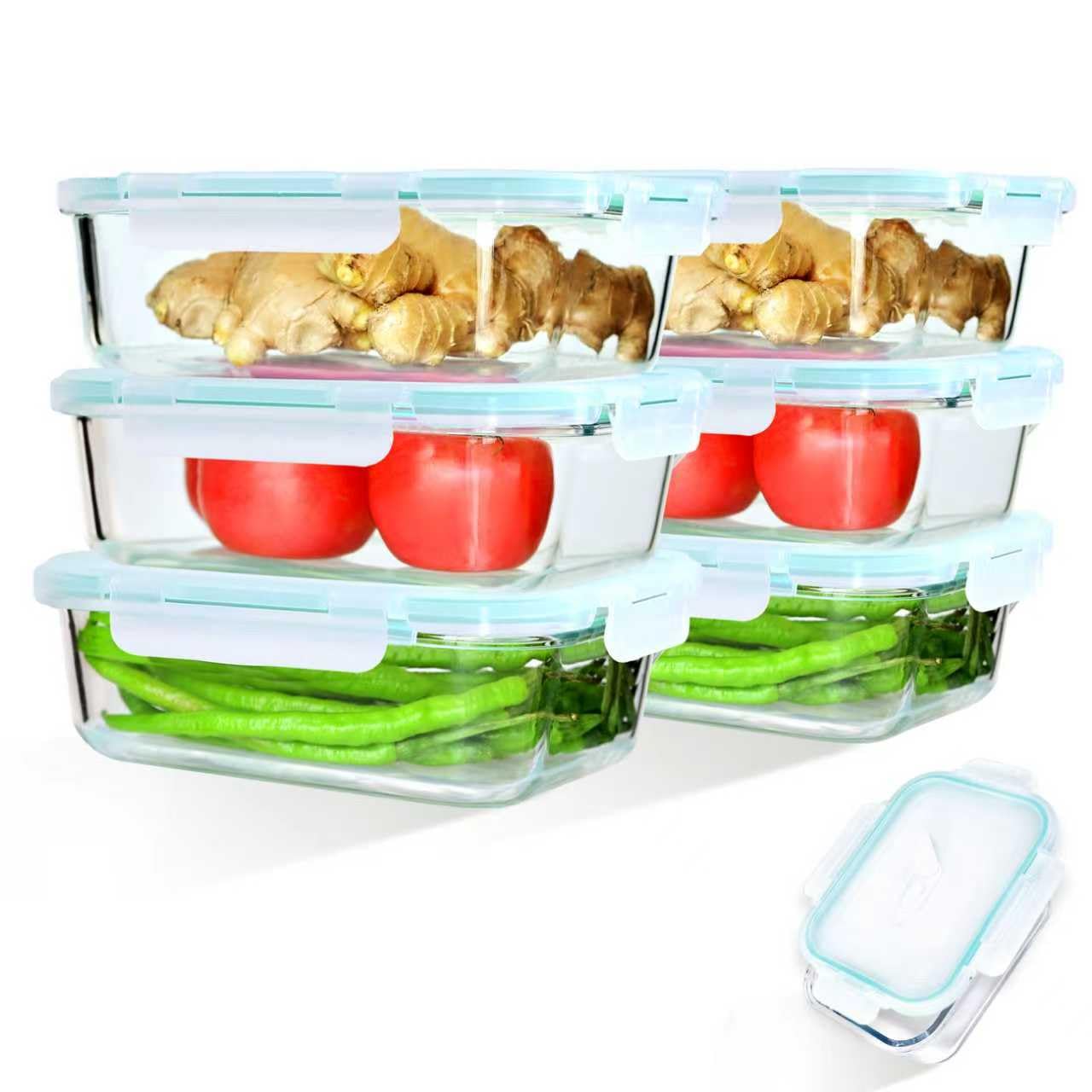 ERUIV Glasbehälter Mit Deckel, [2 Behälter + 2 Deckel] Glasschüssel Mit Deckel-1040ml, Mikrowellengeschirr Glas, Tragbar Meal Prep Container, Retain Freshness Glass Container With Lid, BPA free