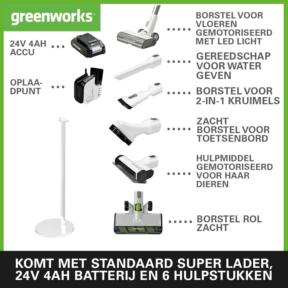 Greenworks GD24SVK4 Draadloze accu steelstofzuiger - B.V