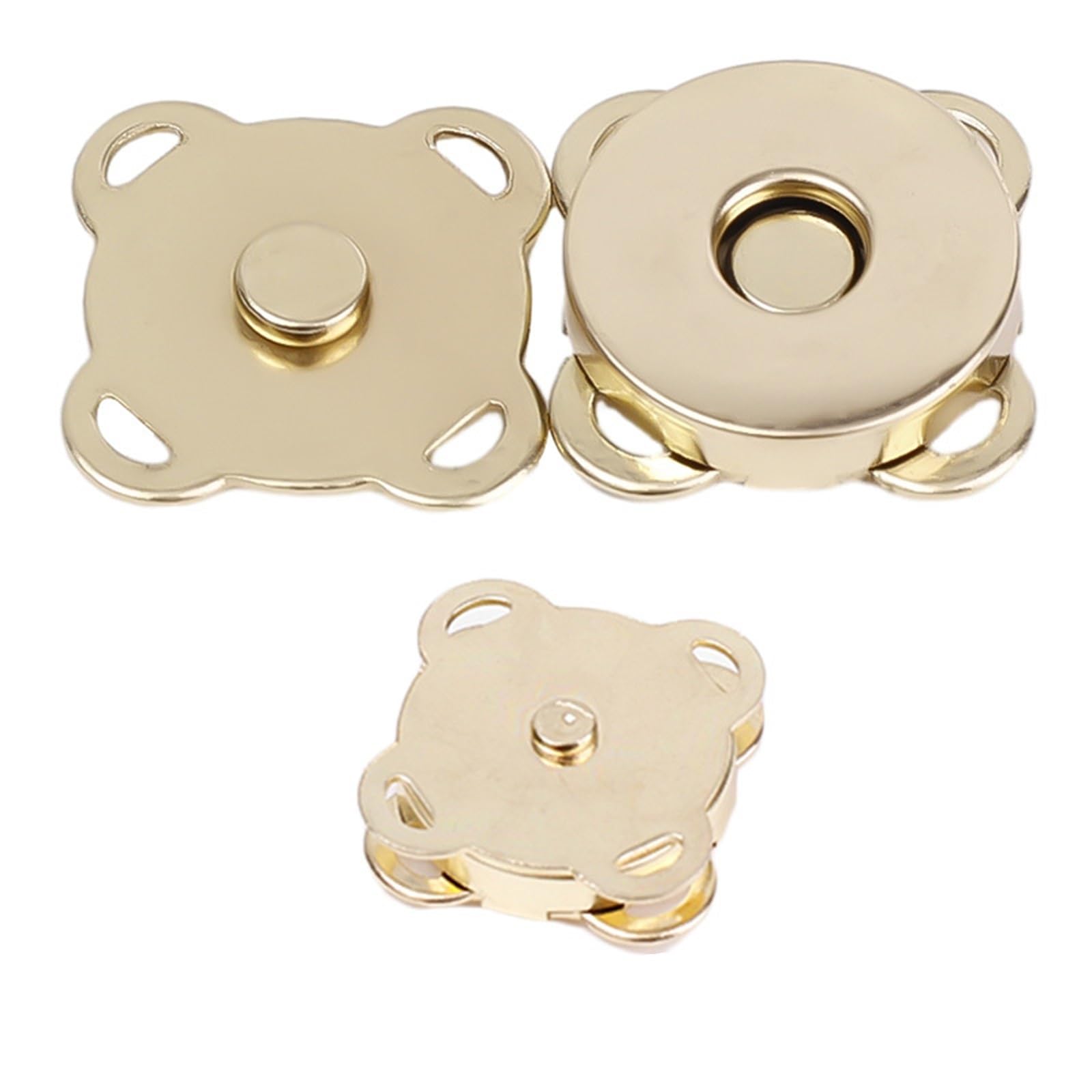 Magnetic Press Studs 1/10Sets Magnetic Snap Button Metal Invisible Sew on Lock Clasps Fasteners for Purse Bags DIY Accessories(Gold - 18mm,1pc)