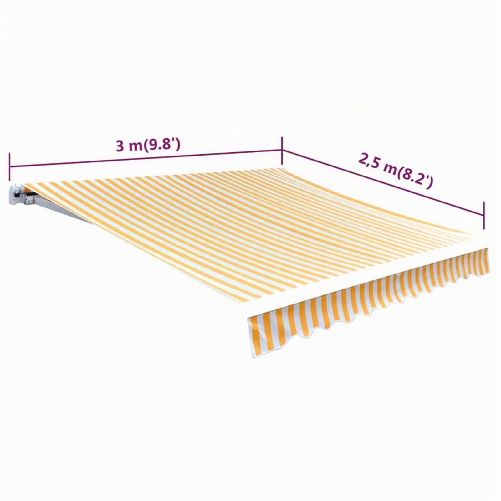 Tessuto di Ricambio per Tenda da Sole, Tendone Parasole in Tela, Tela da Sole per Balcone, Patio, Terrazzo, Esterno, Giardino, Giallo e Bianco 300x250 cm