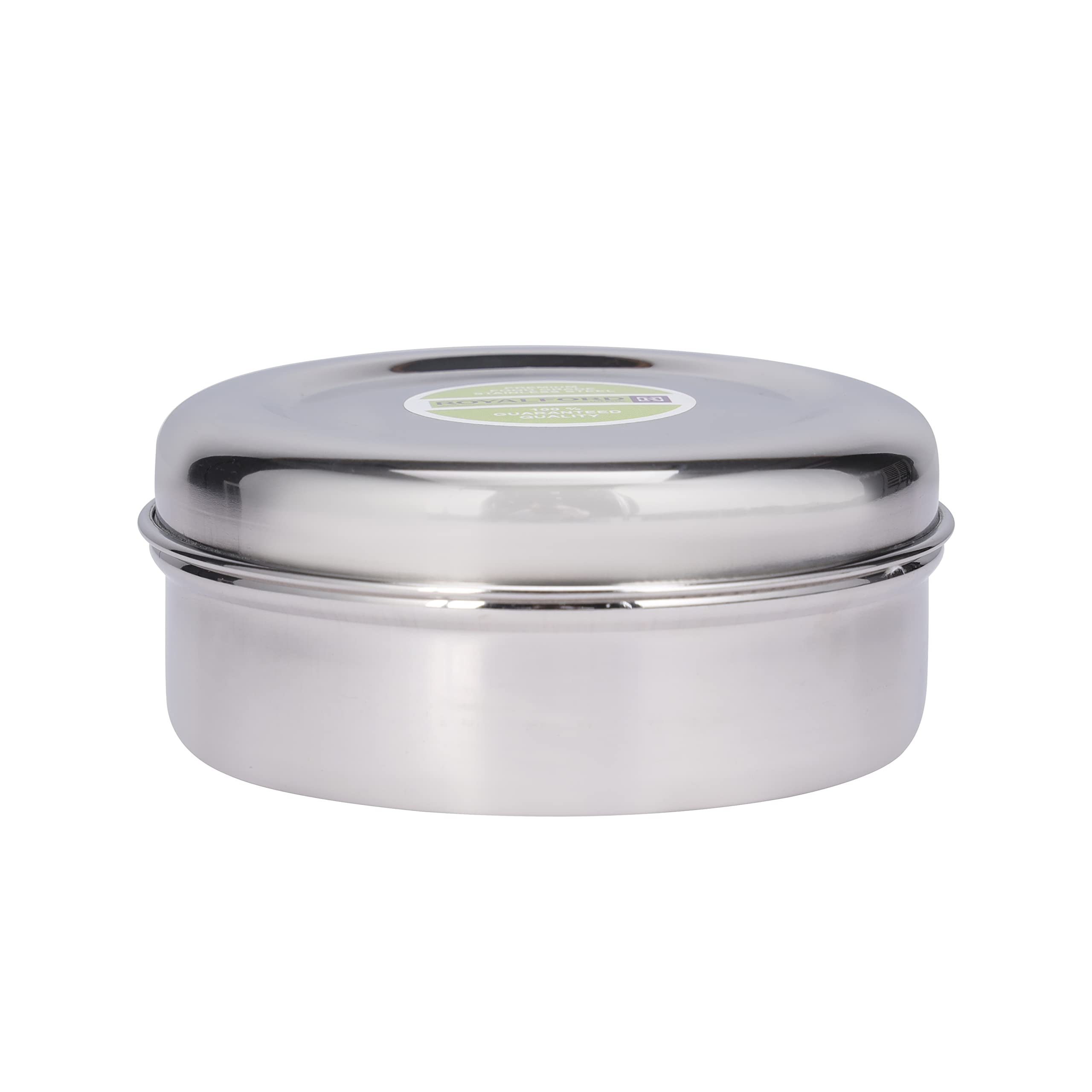 Royalford 11 CM Round Stainless Steel Puri Dabba- RF11471 Compact, Portable Design, Ideal for Puris, Rice, Rotis Silver