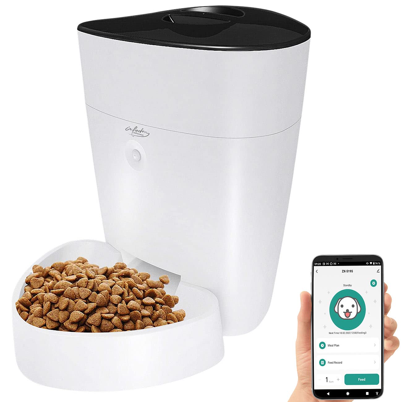 infactory Futterautomat: Smarter Futterspender für Hunde & Katzen mit WLAN und App, 4 l (Automatischer Futterspender, Katzenfutterspender, Hund)
