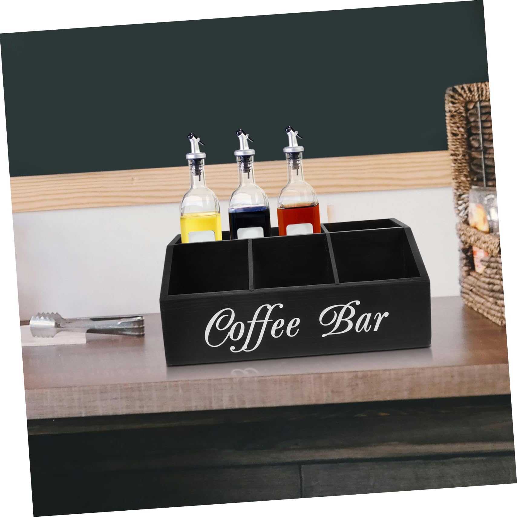 Kaffeestation-organizer Aus Holz Kaffeebar-organizer Mit Fächern Aufbewahrungsbox Für Kaffeezubehör Multifunktionale Kaffeestation Arbeitsplatte