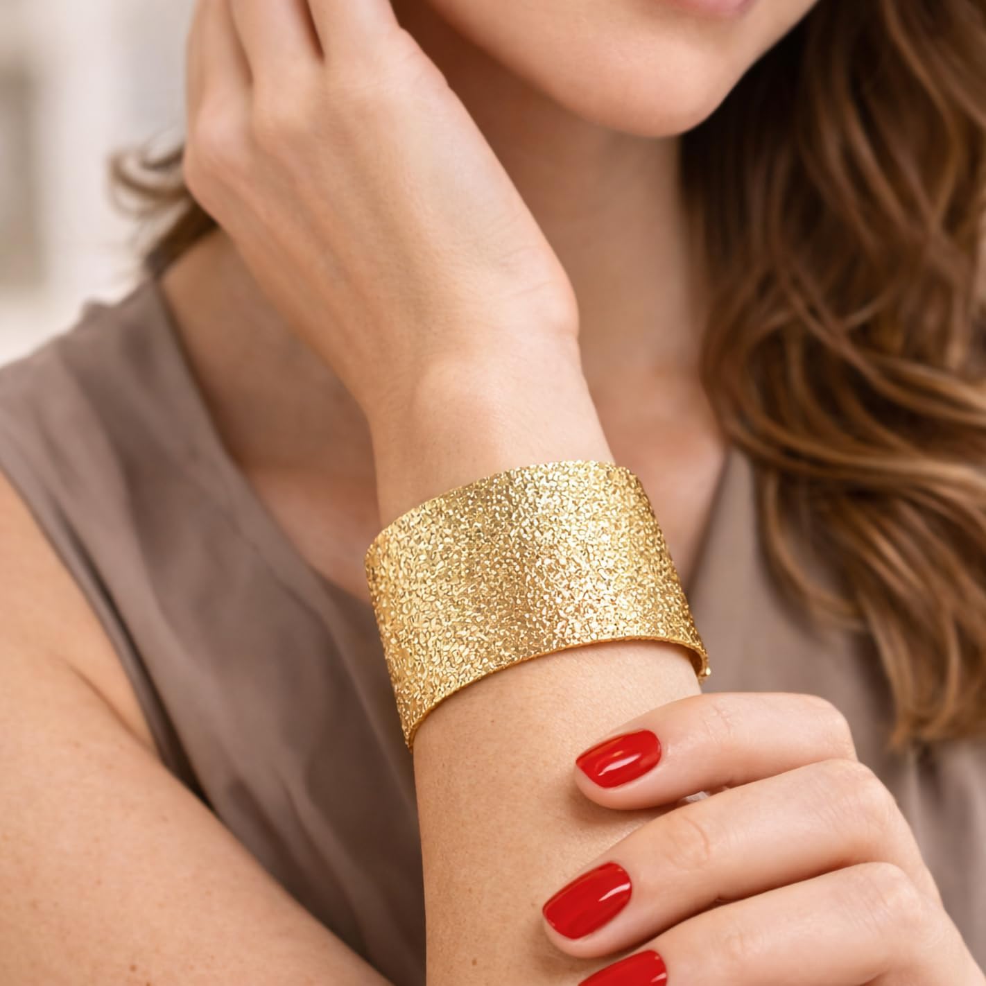 Cuff Bracelet for Women, Gold and Silver, 18K Gold Plated, Starfish Design, Hypoallergenic, Adjustable image 2