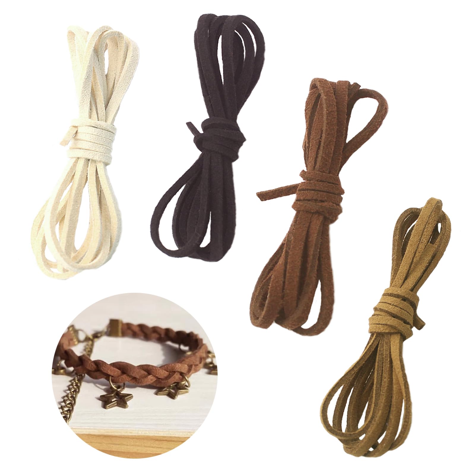 Amazon.co.jp: YANYULI スエード 革紐 スエード 紐 2m 4色セット 革  