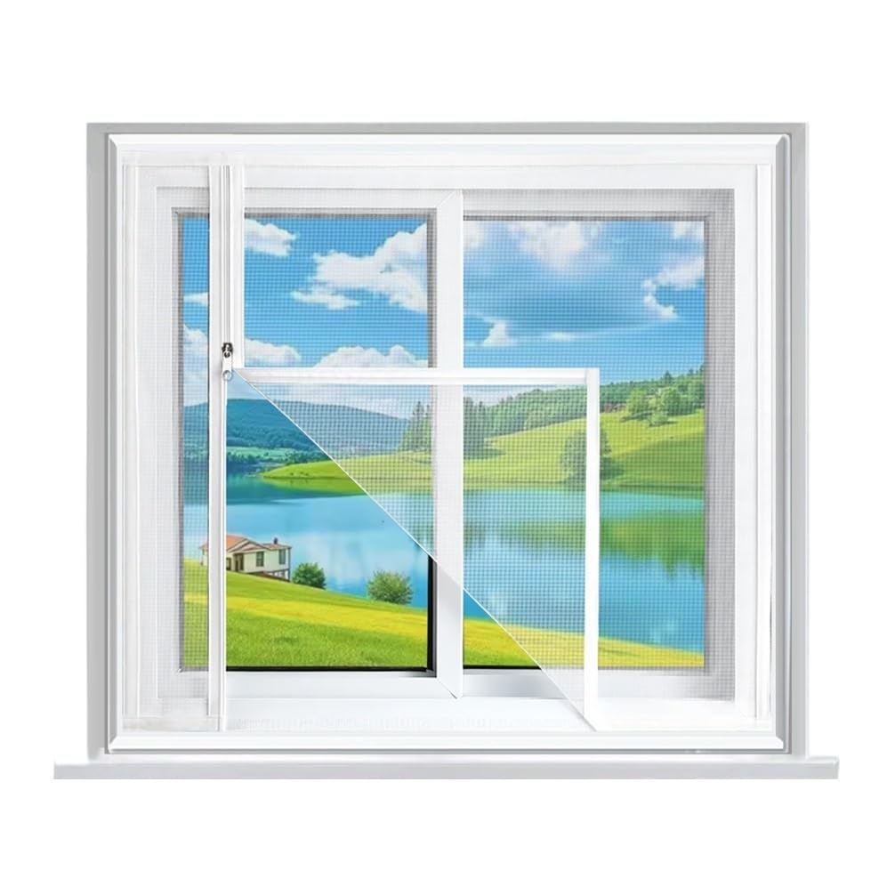 1pc White Width 160/180/200/220/250cm Mosquito Net For Window Zipper Type Home Screen Self-adhesive Mesh Summer Washable(White Width 180cm,Height 120cm)