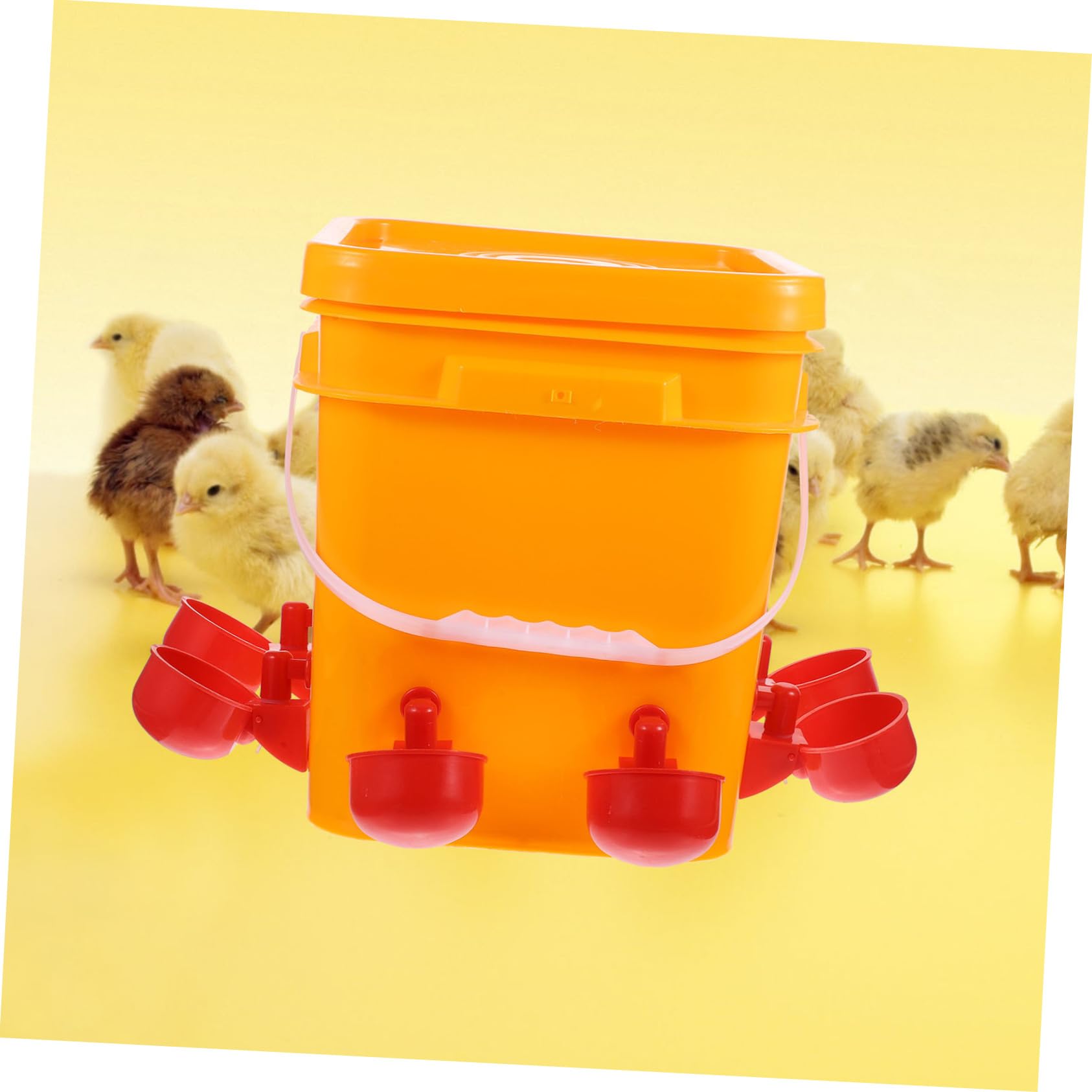 Abbeveratoio Automatico per Polli con Secchio e Tazze Arancione | Set 1 Pezzo in Plastica, per Pollame e Animali Domestici, Adatto a Negozi Professionali e Allevamenti Commerciali