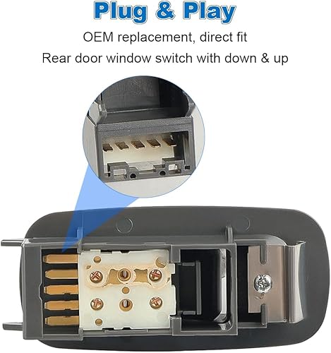 Miniatura 5 de Interruptor de ventana de puerta trasera compatible con Toyota Tacoma 2.7L L4 y 4.0l V6 2005 2006 2007 2008 2009 2010 2011 2012, interruptor de
