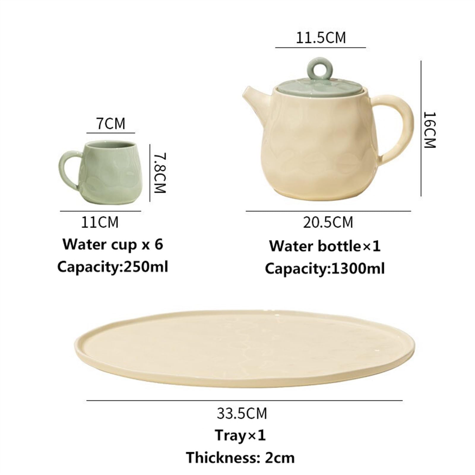 Estrazione a freddo Set tazze acqua teiera in ceramica con vassoio Frigorifero