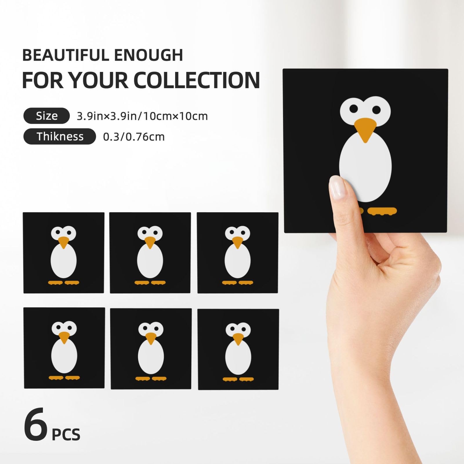 Simpatico pinguino stampato sottobicchiere in ceramica set di 6 sottobicchieri decorativi