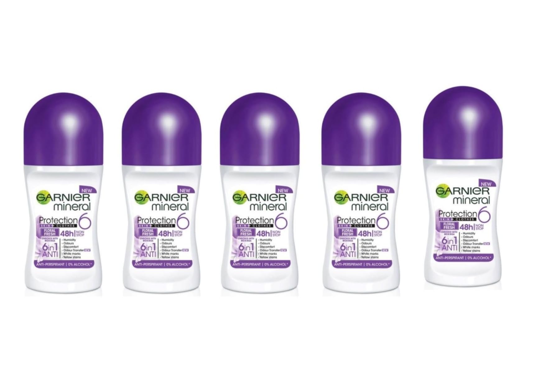 Garnier Mineral Protection 5 Deodorant Roll -On , Pack of 5 (5 x 50ml)