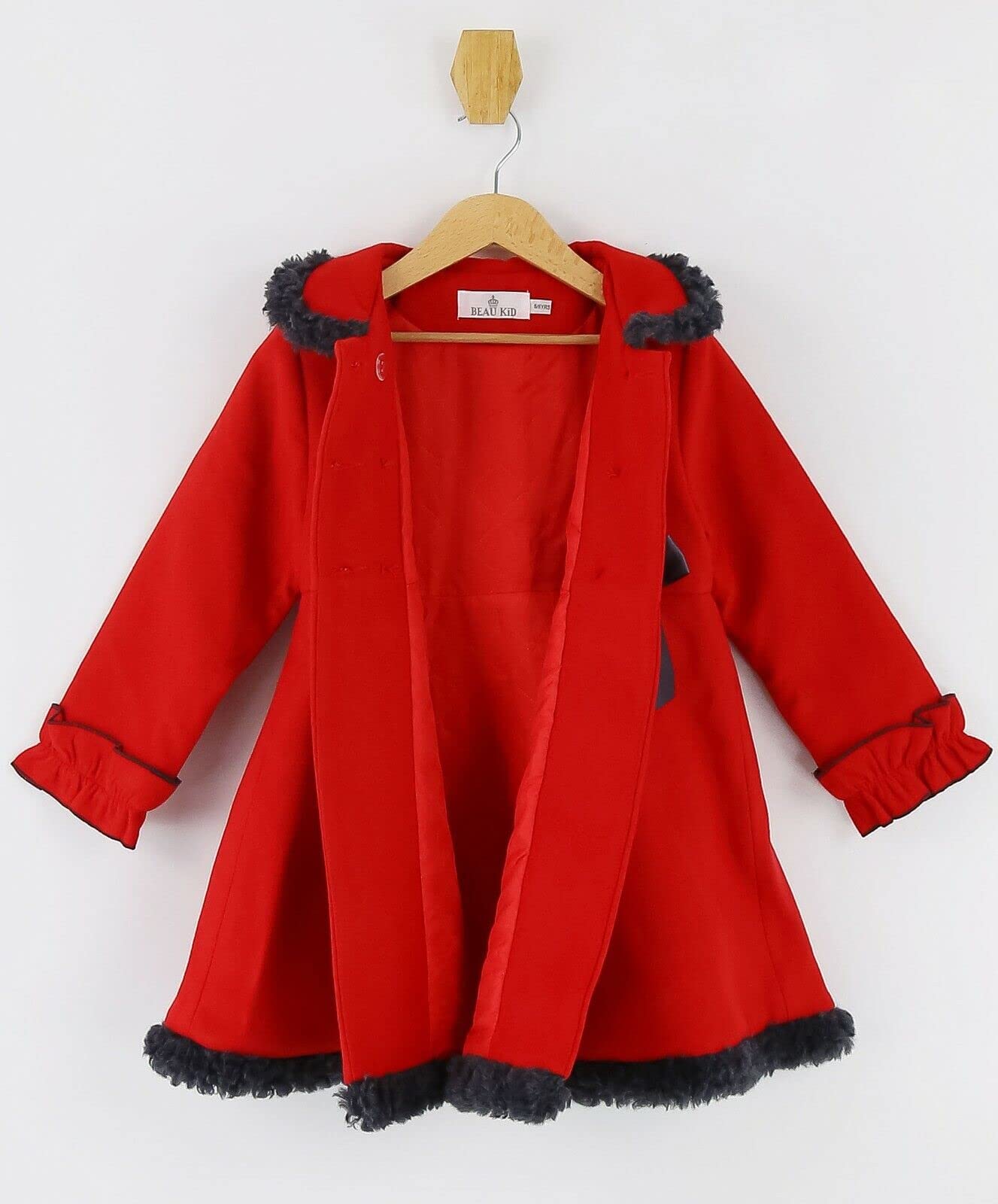 SIRRI Conjunto de chaqueta de boda formal para ocasiones especiales de 2 piezas con abrigo de lana de fieltro de longitud media y doble botonadura para bebé niña