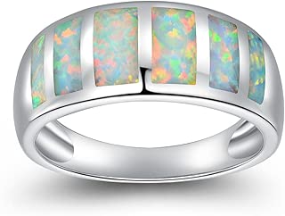 Black Gun Plated White Fire Opal Rings Created Amethyst Promise Engagement Rings Band for Women Girls (Size 5-10) - coolthings.us