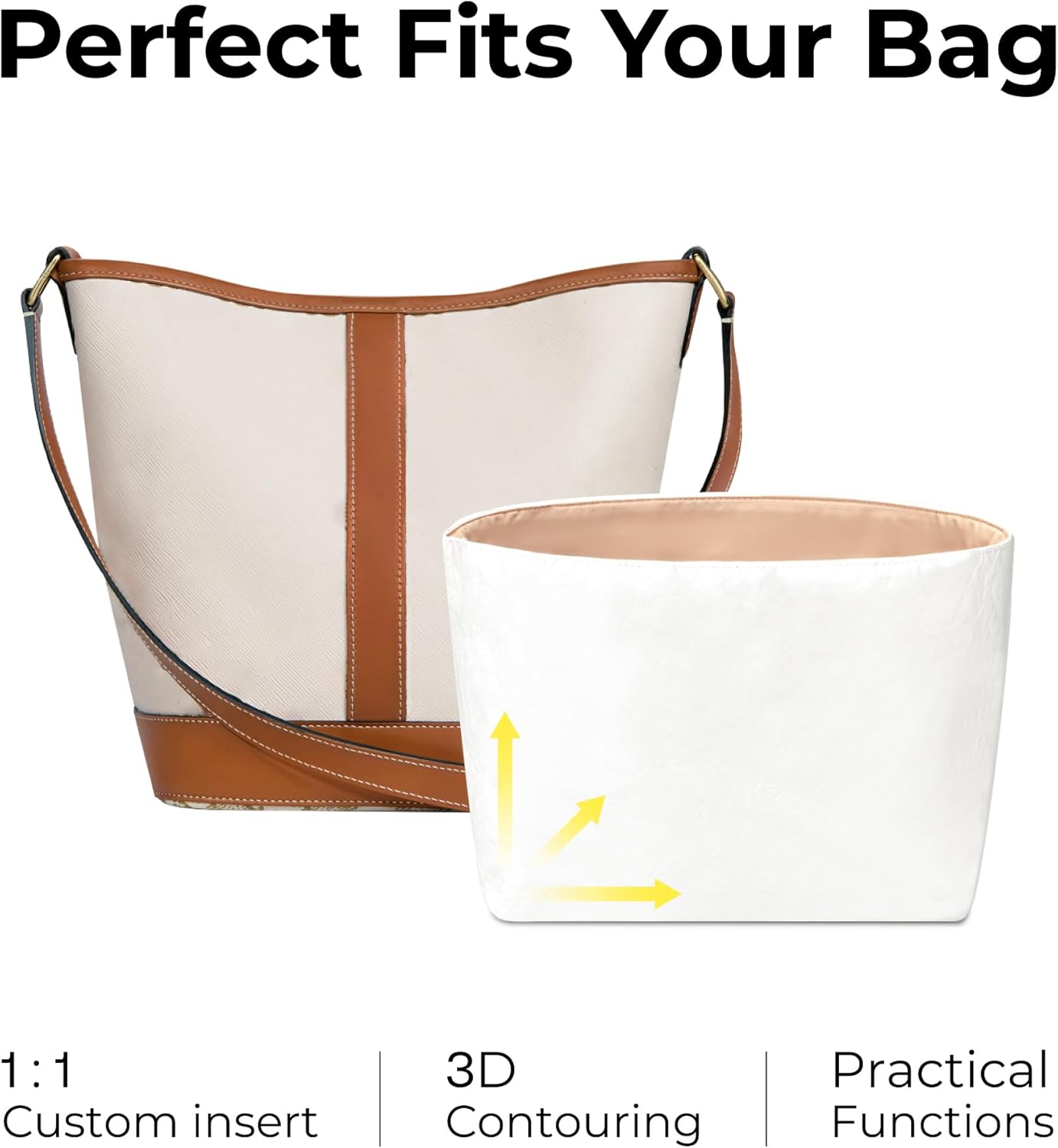 Handbag Organizer Insert for CELINE Small Bucket in Triomphe Canvas and Calfskin, Custom Fit Inside Premium Vanile Lightweight WaterResistant Purse Insert with Cup Holder Accessories