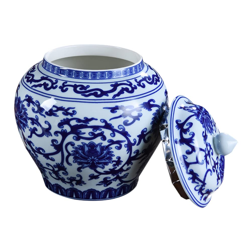 GJGHKLHL sugar pot， Ceramic Tea Jar,Blue White Porcelain Canister: Chinese Classical Loose Leaf Kitchen Storage(Blu)