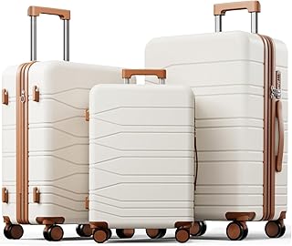 3 Piece Luggage Set, 20/24/28 Inch Expandable Luggage Sets with Spinner Wheels, ABS+PC Hardshell Suitcases, Suitcase Set with Double-Layer Explosion Zipper, TSA Lock