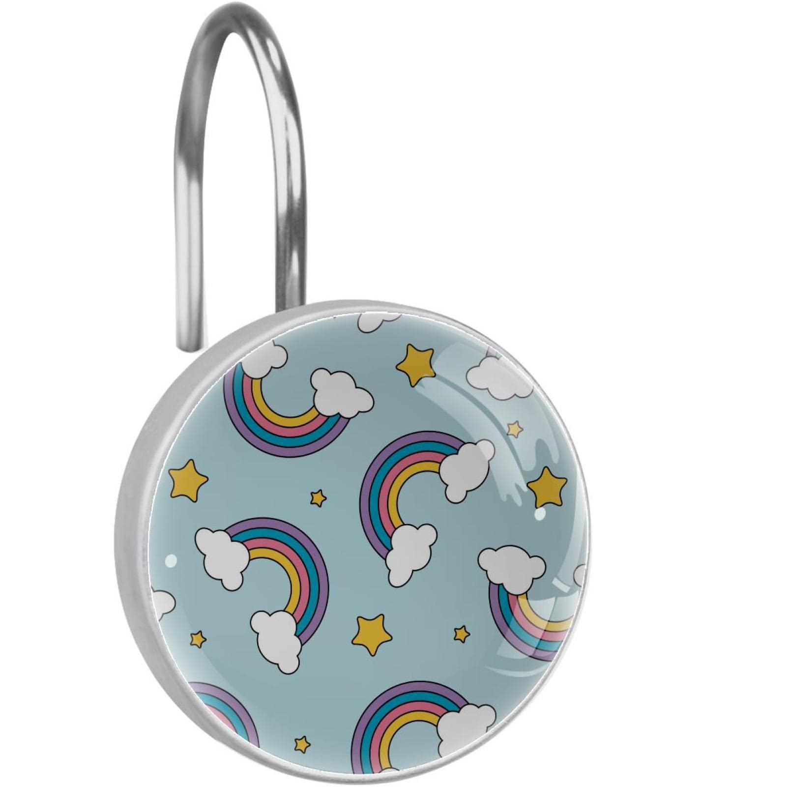 Anneaux pour rideau de douche qui glissent sans bloquer motifs nuage cristal