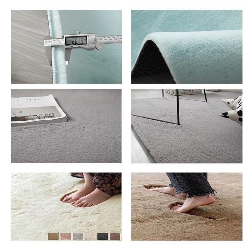 Image of Rabbit Fur Area Rug 3X5 Ft | Super Soft Plush Carpet with Anti-Slip Backing | Washable Luxury Rug for Bedroom, Living Room & Home Decor