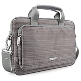 Evecase 11.6'' ~ 12.5'' Notebook Chromebook Laptop Ultrabook Suit Fabric Multi-functional Neoprene Messenger Case Tote Bag with Handle and Carrying shoulder Strap (Gray)