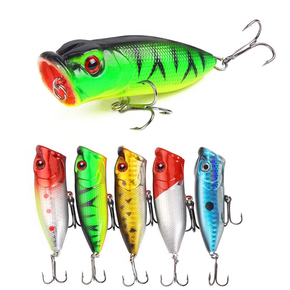 Xspring Balıkçılık Lures, 5 Adet Crank Yem Seti Lures, Yaşam Gibi Swimbait Balıkçılık Yem Popper Crankbait, Tatlı Su ve Tuzlu Su Alabalık Bas Somon Balıkçılık için Bas Lures
