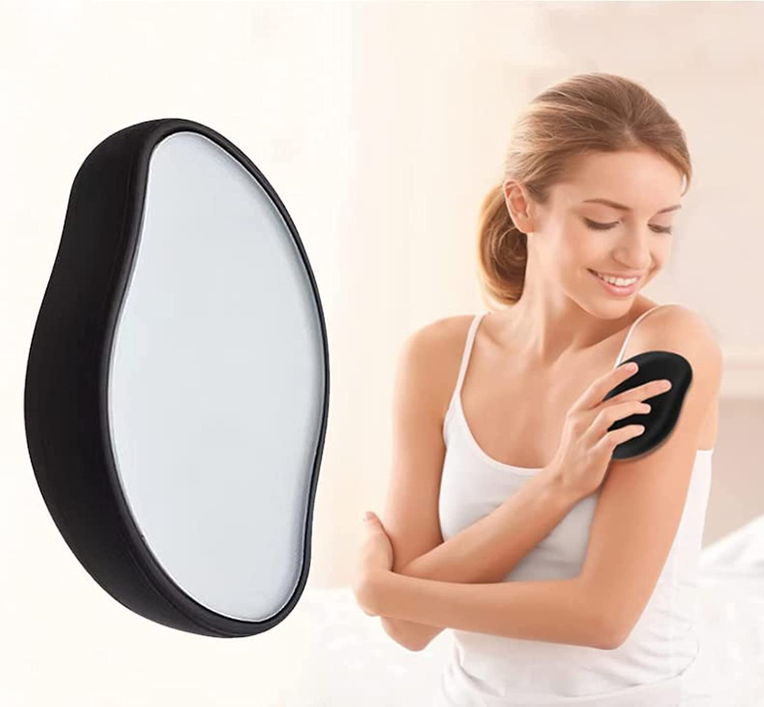 ZFHTAONew Physical Hair Removal Painless Safe Epilator Easy Cleaning Reusable Body Arms Leg Exfoliating Beauty Glass Depilation Tool (Black)