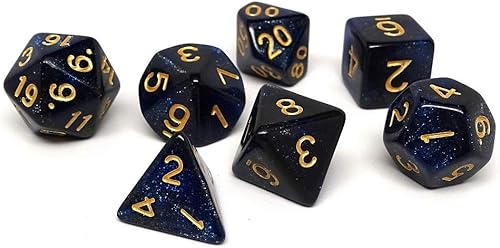 Stardust - Juego de dados poliédricos de plástico para juegos de mesa y RPG (Midnight Blue Stardust)