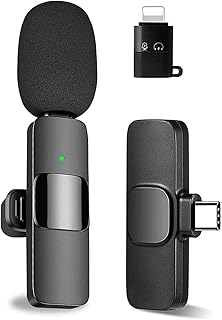 Lavalier Microphone, Mini Microphone for iPh-one and Android, for Mobile Video Recording, YouTube Facebook Live Microphone, Plug and Play Wireless Lavalier Microphone