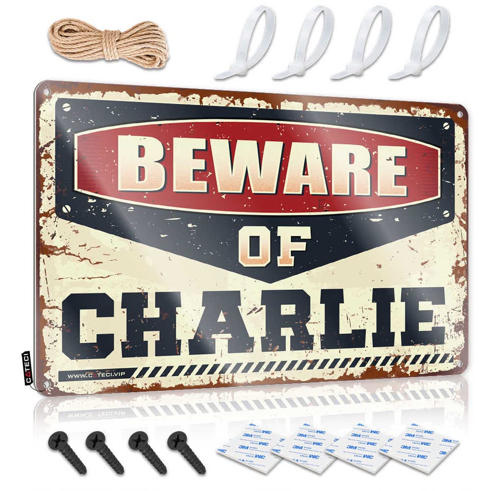 IBWNBBUSN Vintage Decor Beware Of Charlie Sign Small Sign Beer Bar Metal Sign(30X40CM)