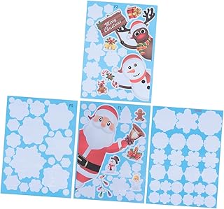 DOITOOL 4 Folhas Adesivos De Janela De Natal Decoração De Sala De Estar Adesivos De Parede Festa De Natal Adesivos De Floco De Neve Adesivos De Decoração De Floco De Neve Grades De Janela