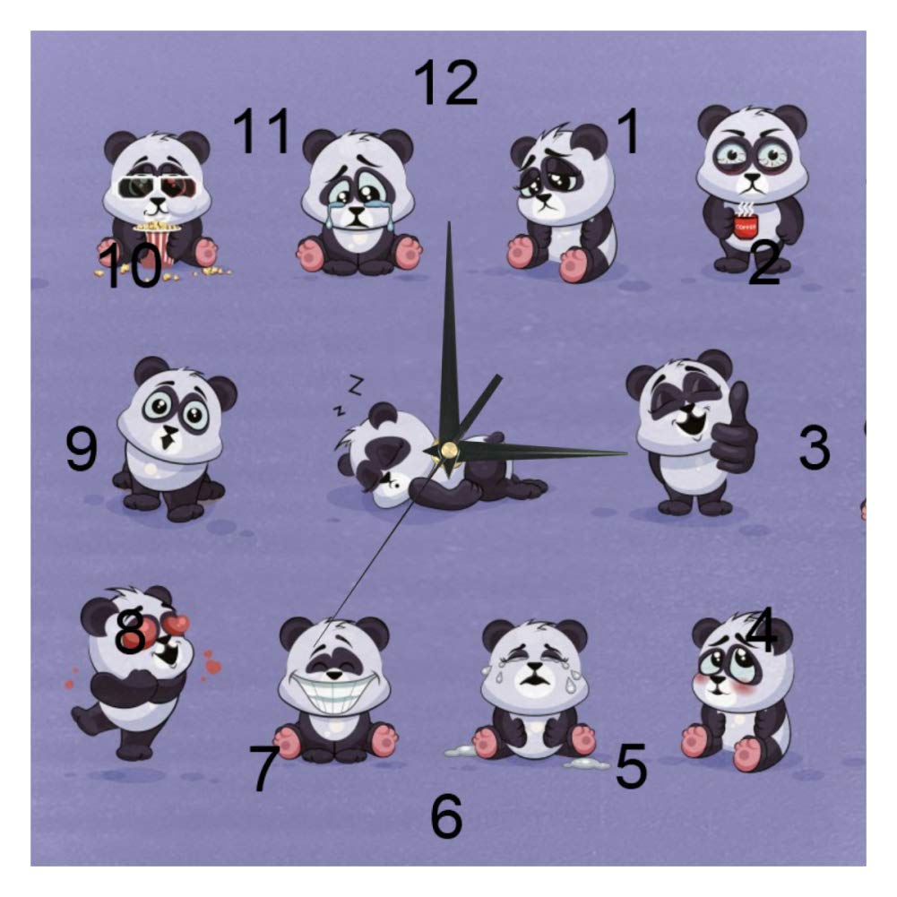 Horloge murale carrée Panda pour décorer la chambre enfant