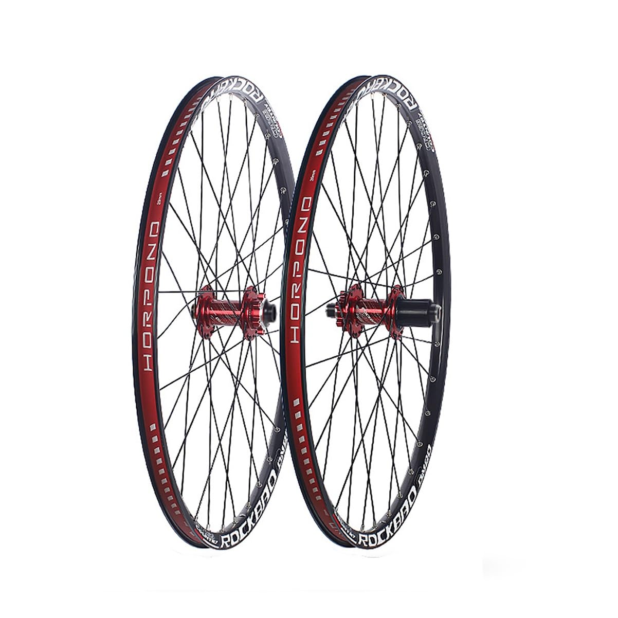 ZXGSXIOU 24in/26in/27.5in/29in Mountain Bike Wheelset Alu Alloy Double Layer Rims Thru-Axle Front And Rear Wheels 32H Disc Brake Hubs For 7-11 Speed Cassette(Red,26'')